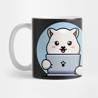 Cute polar bear with laptop cartoon design Mug